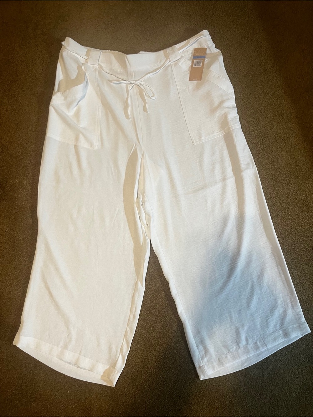 NWT Relaxed Wide-Leg Drawstring Pants - White